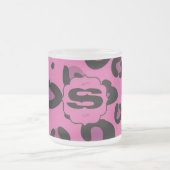 Roze zwarte luipaard Frosted Glass Coffee Mok Cup (Center)