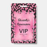 Roze Zwarte Luipaard Quinceañera Uitnodiging VIP P