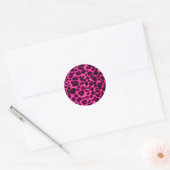 Roze/zwarte luipaard ronde sticker (Envelop)