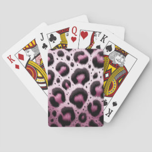 Roze & Zwarte Luipaardprint Dierenprint Stippen  Pokerkaarten