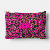 Roze & Zwarte Luipaardprint Monogram Etui (Voorkant)