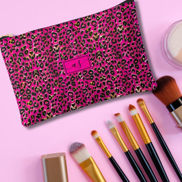Roze & Zwarte Luipaardprint Monogram Etui