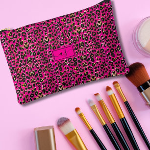 Roze & Zwarte Luipaardprint Monogram Etui