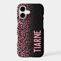 Roze & Zwarte Luipaardprint Op maat gemaakte Case-