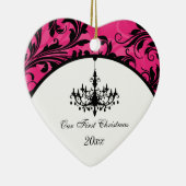 Roze zwarte luis Blanco lukraak 1e Kerstmis Keramisch Ornament (Rechts)