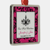 Roze zwarte luis Blanco lukraak 1e Kerstmis Metalen Ornament (Rechts)