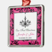 Roze zwarte luis Blanco lukraak 1e Kerstmis Metalen Ornament (Links)