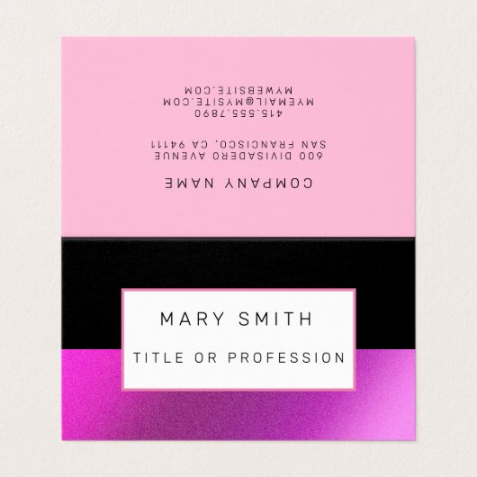 Roze zwarte luxe visitekaartje (Buitenkant ongevouwen)