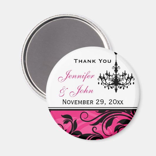 Roze zwarte luzerne Wedding Favor Magnet 2 (Voorkant / Achterkant)
