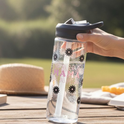 Roze & Zwarte Madelief Mama Waterfles