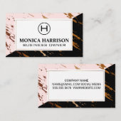 Roze zwarte marmer | Geconcentreerd goud | Monogra Visitekaartje (Voorkant / Achterkant)