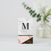 Roze zwarte marmer Gold Foil Visitekaartje (Staand voorkant)