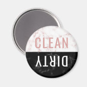 Roze zwarte marmer Rond de schone vuile wasmachine Magneet (Voorkant / Achterkant)