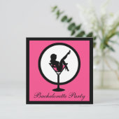 Roze zwarte martini glazen meisje Bachelorette nod Kaart (Staand voorkant)