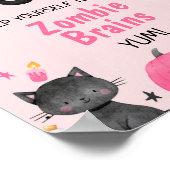 Roze zwarte meid Boo Halloween Birthday Party Sign Poster (Hoek)