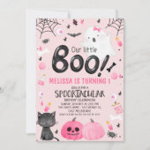 Roze zwarte meid, onze kleine boo Halloween verjaa Kaart (Voorkant)