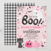 Roze Zwarte Meisje Onze Kleine Boe Halloween Verja Kaart (Voorkant / Achterkant)