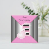 Roze Zwarte Meisjes 1e Verjaardagsfeest Kaart (Staand voorkant)