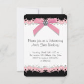  Roze Zwarte Meisjes Foto 1e Verjaardagsfeest Kaart (Achterkant)