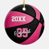 roze zwarte meisjes mand basketbal keramisch ornament (Achterkant)