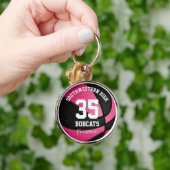 roze zwarte meisjes sportteam naam basketbal sleutelhanger (Hand)