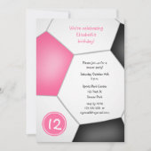 roze zwarte meisjes voetbalfeest kaart (Voorkant)