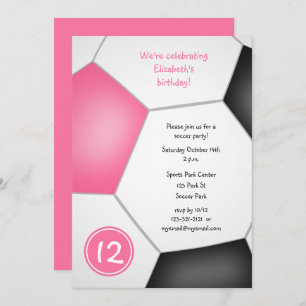 roze zwarte meisjes voetbalfeest kaart