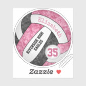 roze zwarte meisjes volleybalclub - teamkleuren sticker (Vel)