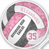 roze zwarte meisjes volleybalclub - teamkleuren sticker (Voorkant)
