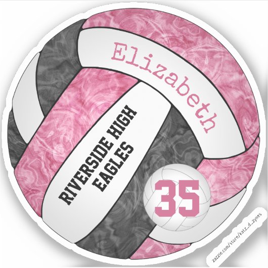 roze zwarte meisjes volleybalclub - teamkleuren sticker (Voorkant)