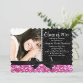 Roze/zwarte, met een handomdraai uitziende fotogra kaart (Staand voorkant)