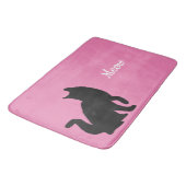 Roze zwarte miauw kat badmat (Gekanteld)