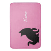 Roze zwarte miauw kat badmat (Voorkant Verticaal)