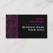 Roze & Zwarte Moderne Elegante Damast Patroon voor Visitekaartje (Voorkant)