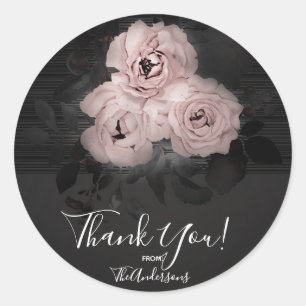 Roze & Zwarte Moderne Glam Bloemrijke Chic Favorie Ronde Sticker