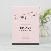 Roze & Zwarte Moderne Minimalistische Script 21 Ee Kaart (Staand voorkant)