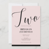 Roze Zwarte Moderne Minimalistische Script TWEE 2e Kaart (Voorkant)