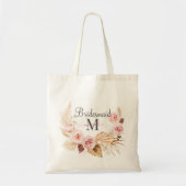 Roze Zwarte Monogram Initiaal Script Naam Tote Bag (Voorkant)