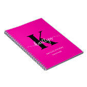 Roze Zwarte Monogram Schetsboek Notitieboek (Rechterzijde)