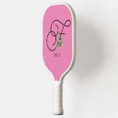 Roze zwarte monogram waterverf bloem pickleball paddle (Links)