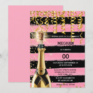 Roze zwarte mousserende wijn elegant strepen glitt kaart