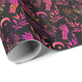 Roze & Zwarte Mystieke Handen Bloemenkristallen &  Cadeaupapier (Rol Hoek)