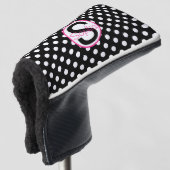 Roze zwarte naam Initiaal met poolpunten Golfheadcover (3/4 voorkant)