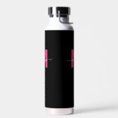 Roze Zwarte Naam Monogram Waterfles (Links)