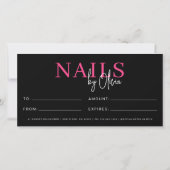 Roze Zwarte Nagelsalon Logo Cadeaubonnen (Achterkant)