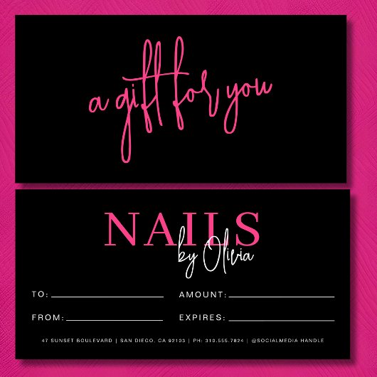 Roze Zwarte Nagelsalon Logo Cadeaubonnen