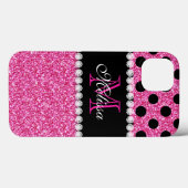 Roze zwarte oliepunten Case-Mate iPhone case (Achterkant (horizontaal))