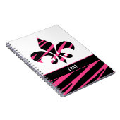 Roze zwarte olievleer van de lis Zebra Pattern Notitieboek (Rechterzijde)
