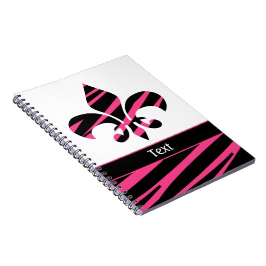 Roze zwarte olievleer van de lis Zebra Pattern Notitieboek (Rechterzijde)