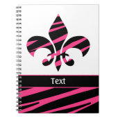 Roze zwarte olievleer van de lis Zebra Pattern Notitieboek (Voorkant)